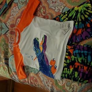 NEW! Lands' End Boys Dino Swim Shorts /Rash Guard